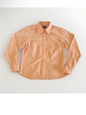 Lands End Womens Oxford Button Down Shirt Medium 10-12 Peach Orange 22x26 AS IS
